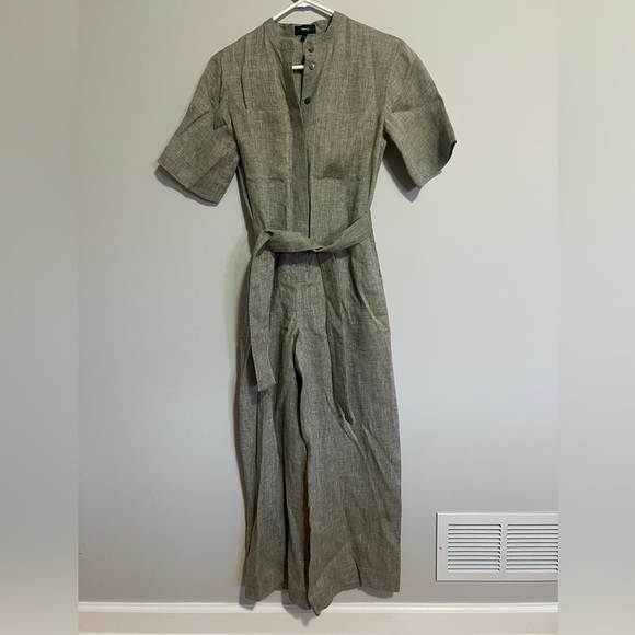 Theory Patch-Pocket Jumpsuit in Hemp. Size 00 color - willow melange - Picture 4 of 14